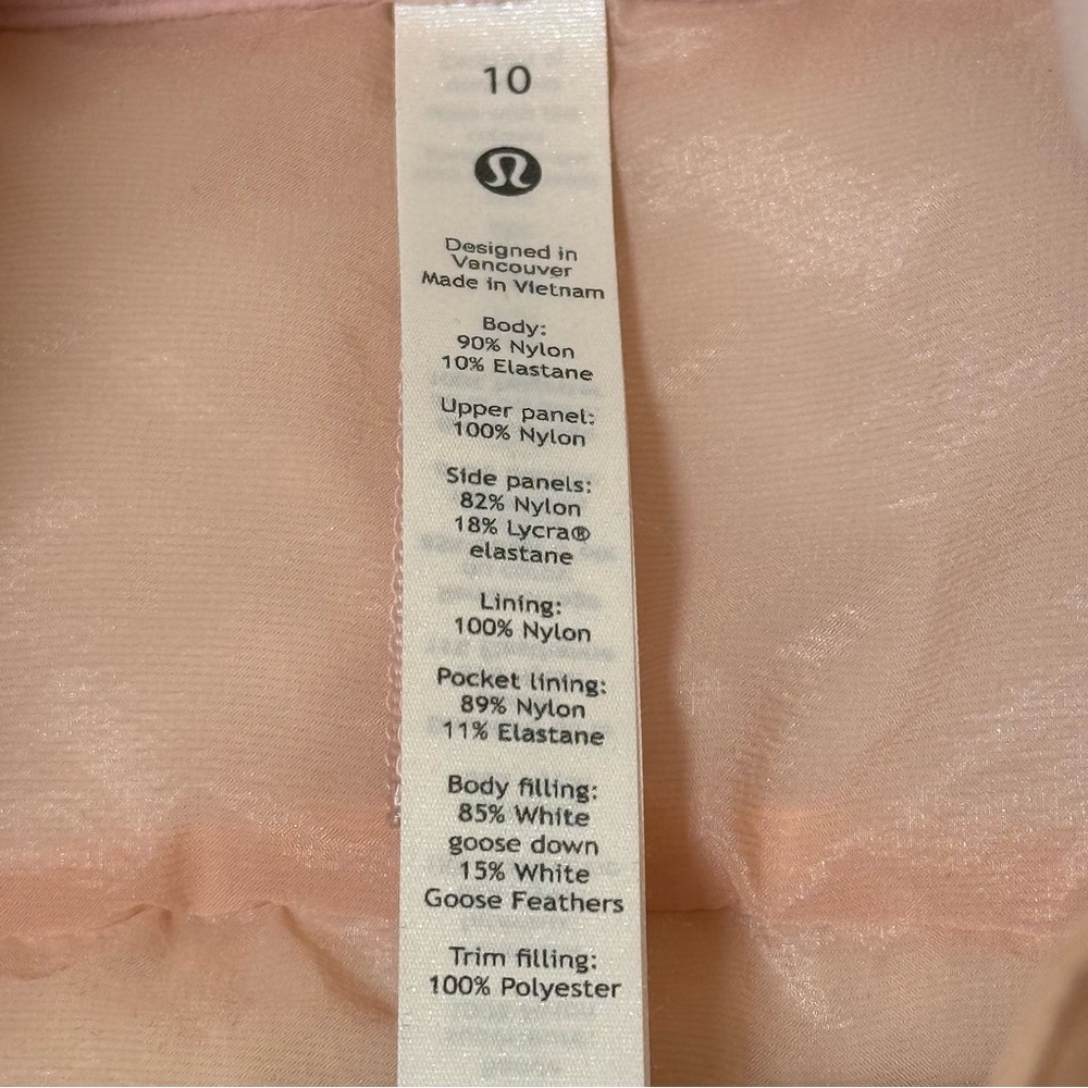 lululemon Down For It All Vest Misty Rose Pink Size 10 Goose Down - Picture 2 of 13